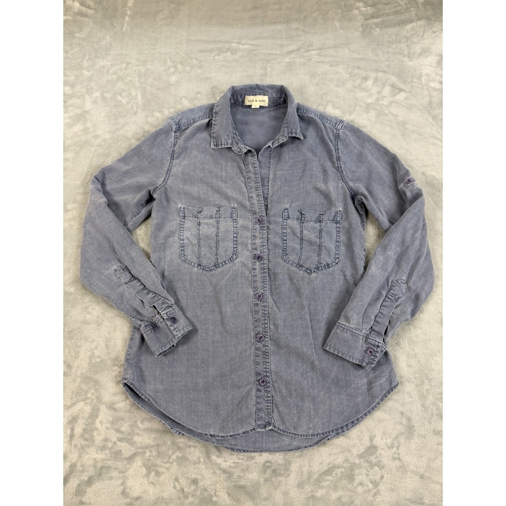 Cloth and Stone Tencel Shirt Women's Small Blue Chambray Button Down Top